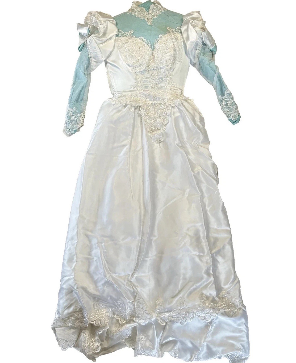 Lifetime of Loveliness Vintage 80s White Lace Long Sleeve Wedding Dress sz 10