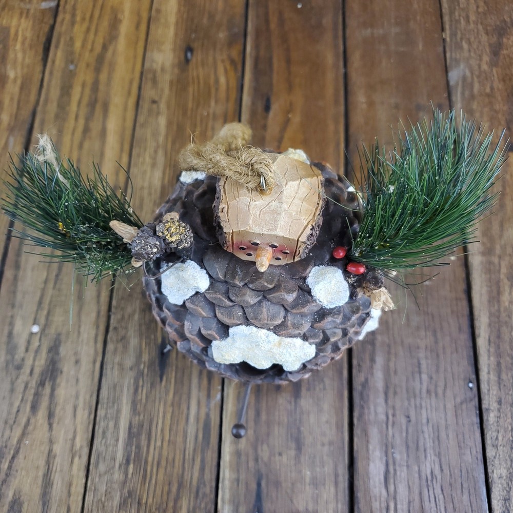 Pinecone Snowman Birdhouse Pine Arms Resin