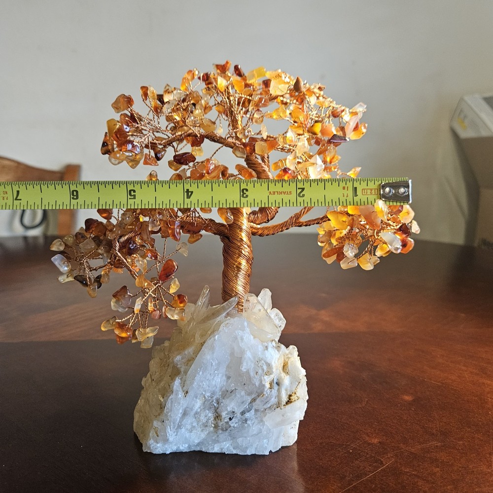 Gemstone Bonsai Tree - Carnelian, Crystal Quartz Base, and Crystal Points