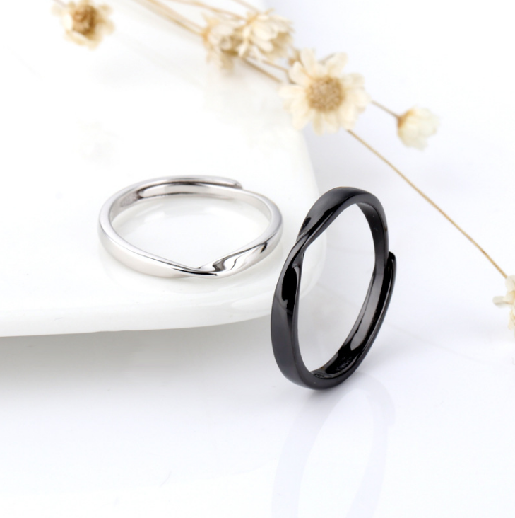 Solid 925 sterling silver Mobius Strip Promise Adjustable Open Couple Ring D33