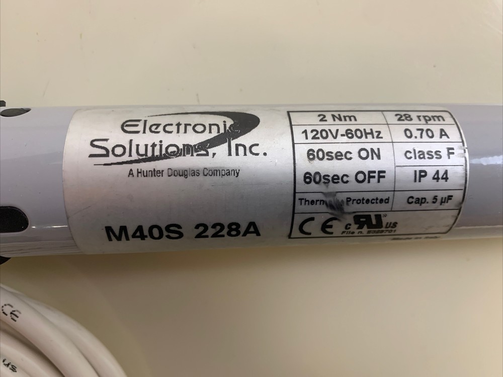 ELECTRONIC SOLUTIONS INC. M40S 228A Widow Shade Motor!