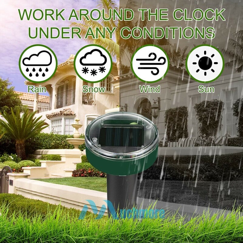 2~4Pcs Solar Power Ultrasonic Repellent Mice Gopher Mole Snake Squirrel Repeller