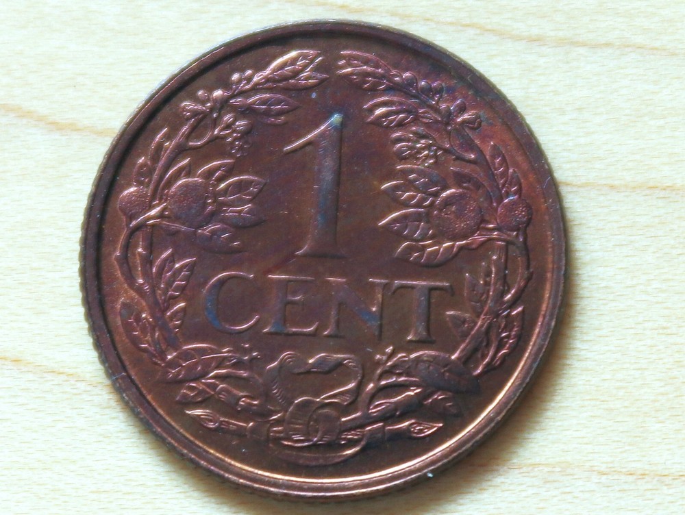 1968 Netherlands Antilles 1 Cent Star and Fish