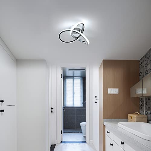 Modern Ceiling Light, 6500K Cool White Led Ceiling Light Fixture, Silver-6500K