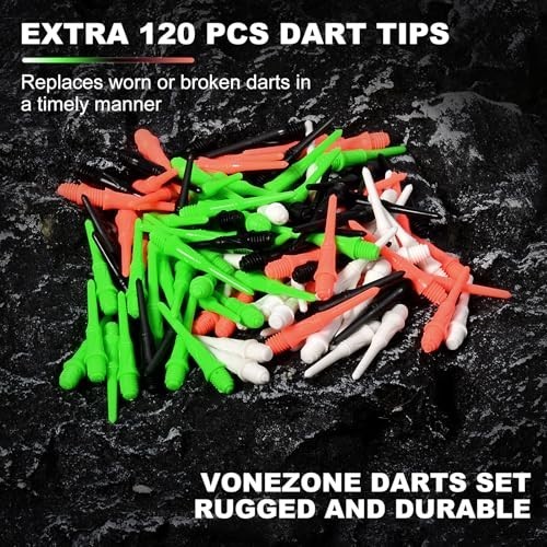 Professional Soft Tip Dart Set - 12 Pcs 18g, 120 Extra Tips, Flight Protector &