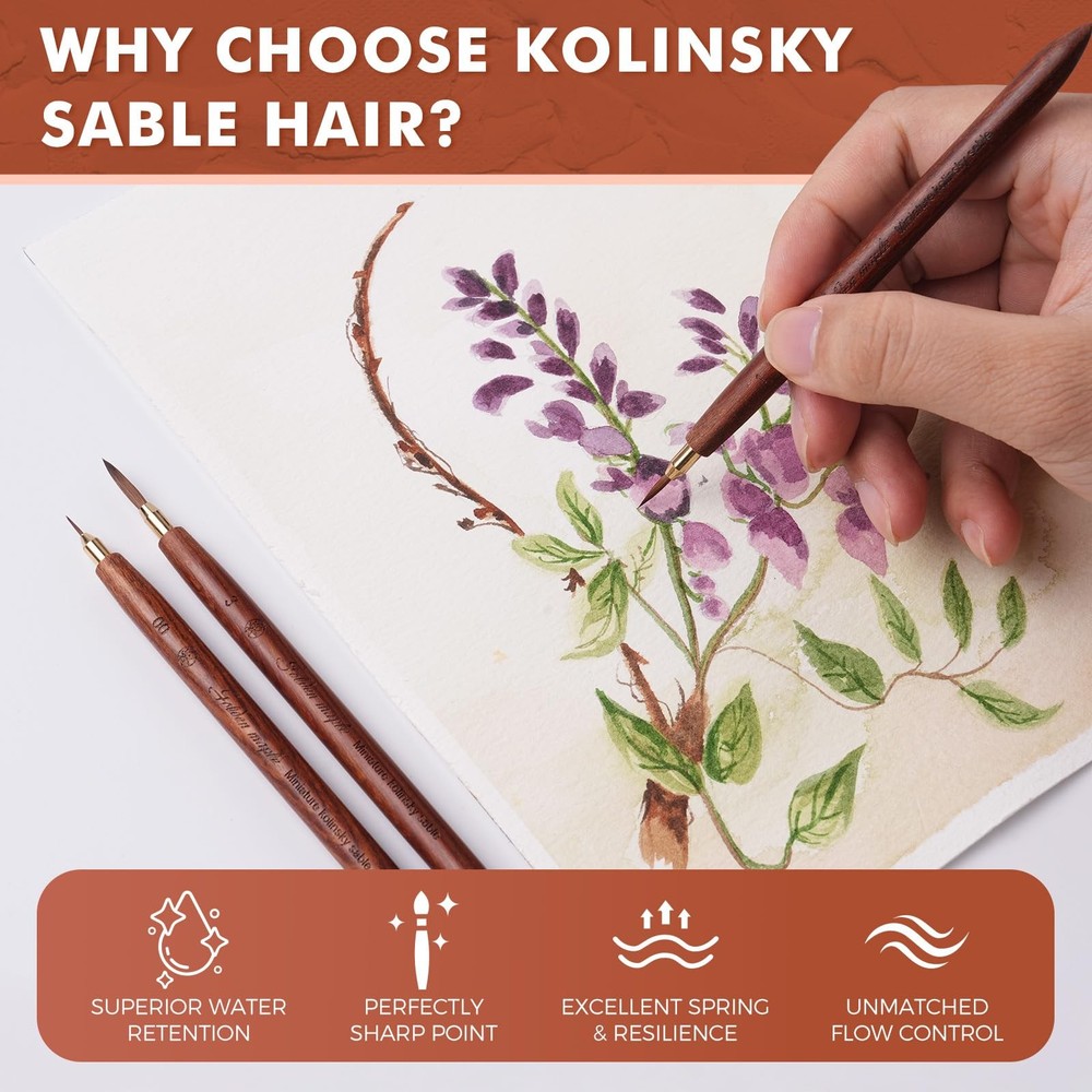 Kolinsky Sable Brushes, 3PCS Fine Point Brushes, Professional Model Miniature...