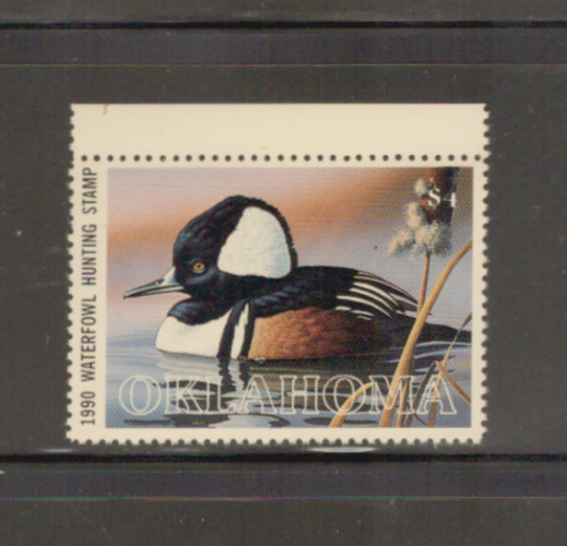 Oklahoma State Duck Stamp 1990 $4.00 at face value