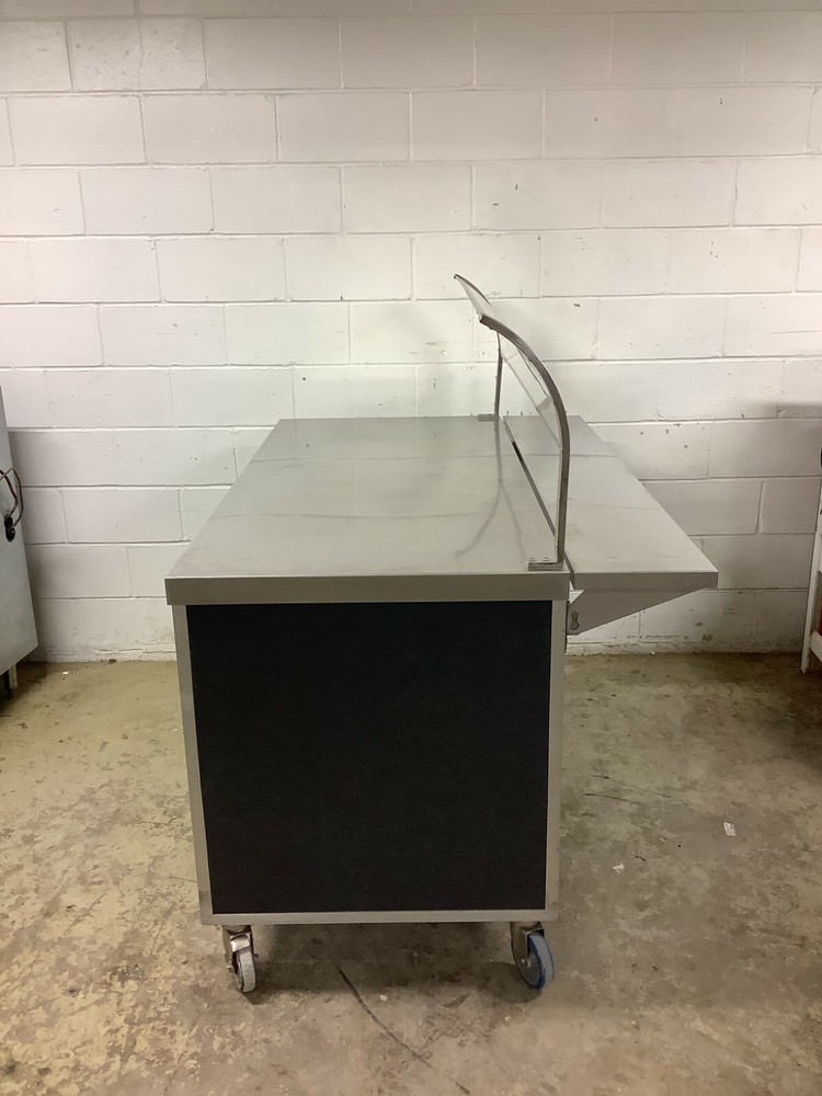 Serving Table Stainless Steele with sneeze guard on caster Servolift Eastern 500