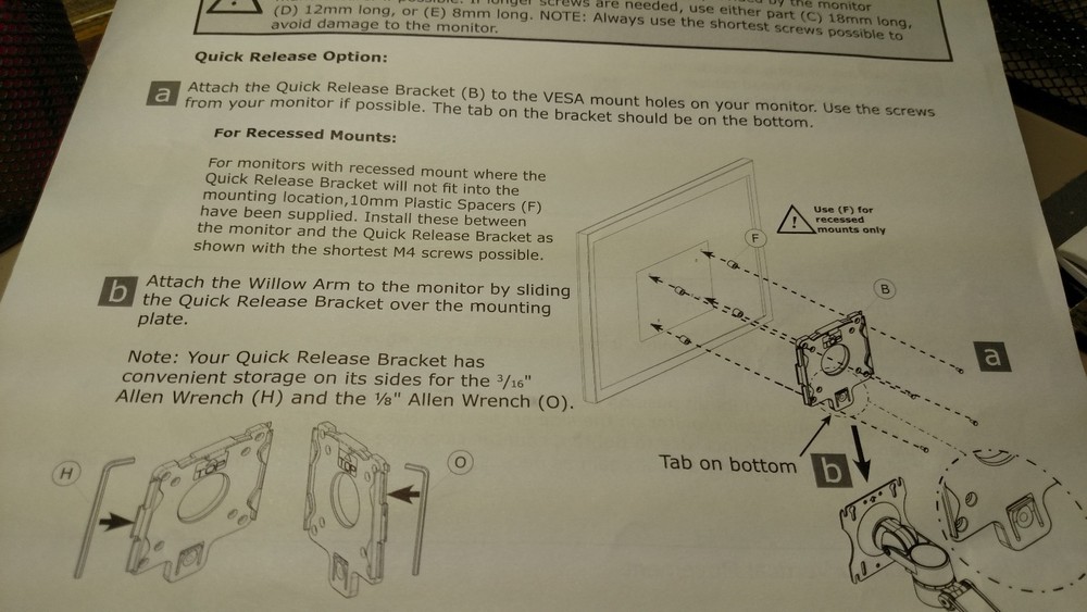 WORKRITE ERGONOMICS FLAT SCREEN ARM 6400560 QUICK RELEASE BRACKET 100 OR MORE