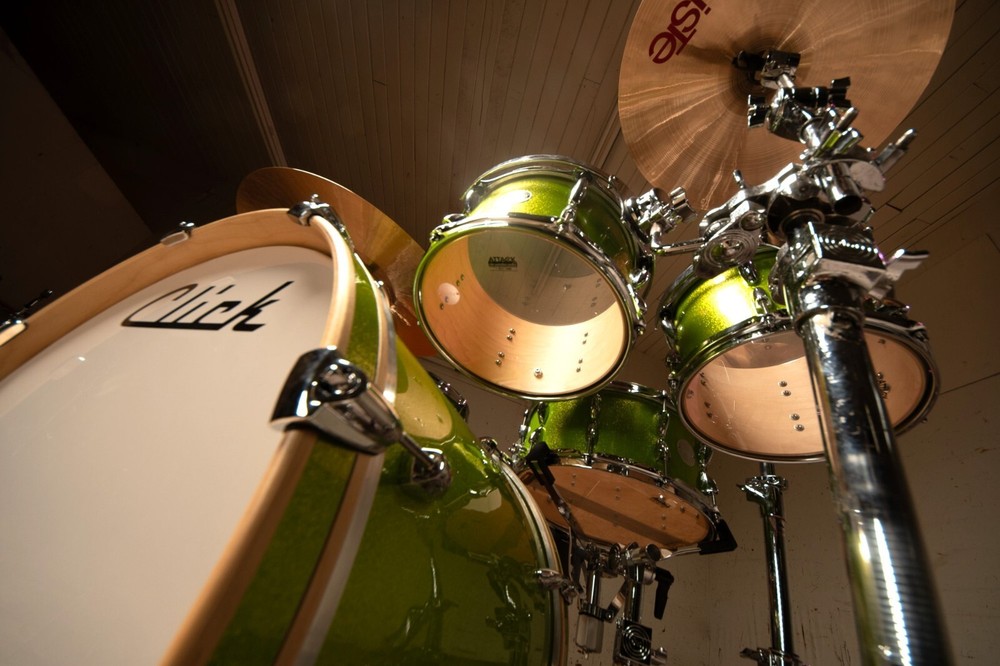 Click 6pc Maple Drum Set Lemon-Lime Misty Sparkle Shell Pack 20 16 14 12 10 14
