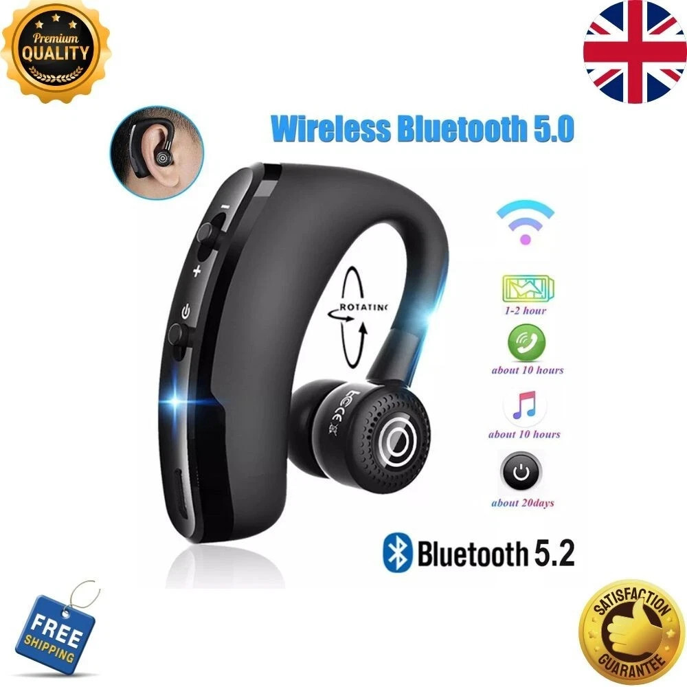 Bluetooth 5.2 Wireless Earpiece Headset Driving Trucker Earbuds Noise Cancelling