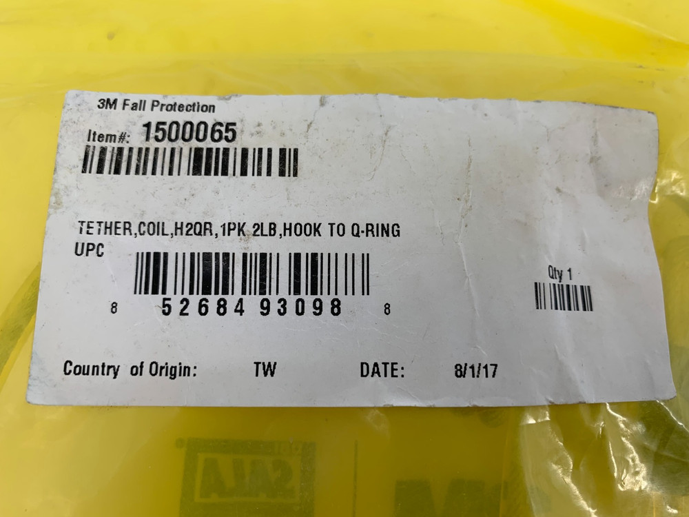 3M DBI-Sala 1500065 Hook 2 Quick Ring Coil Tool Tether w/Tail 2 LB Max.
