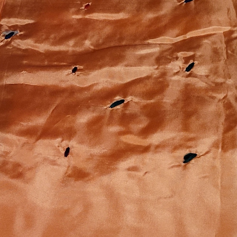 Crazy Quilt Silk Patchwork With Orange Backing Hand Stitched Patchwork Vintage