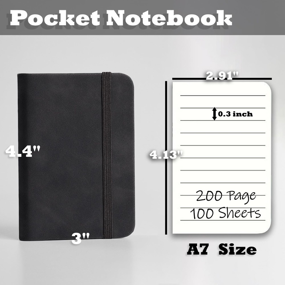 2 Pack Pocket Notebook Hardcover Jounal Notebook Mini Notepad 200 Pages