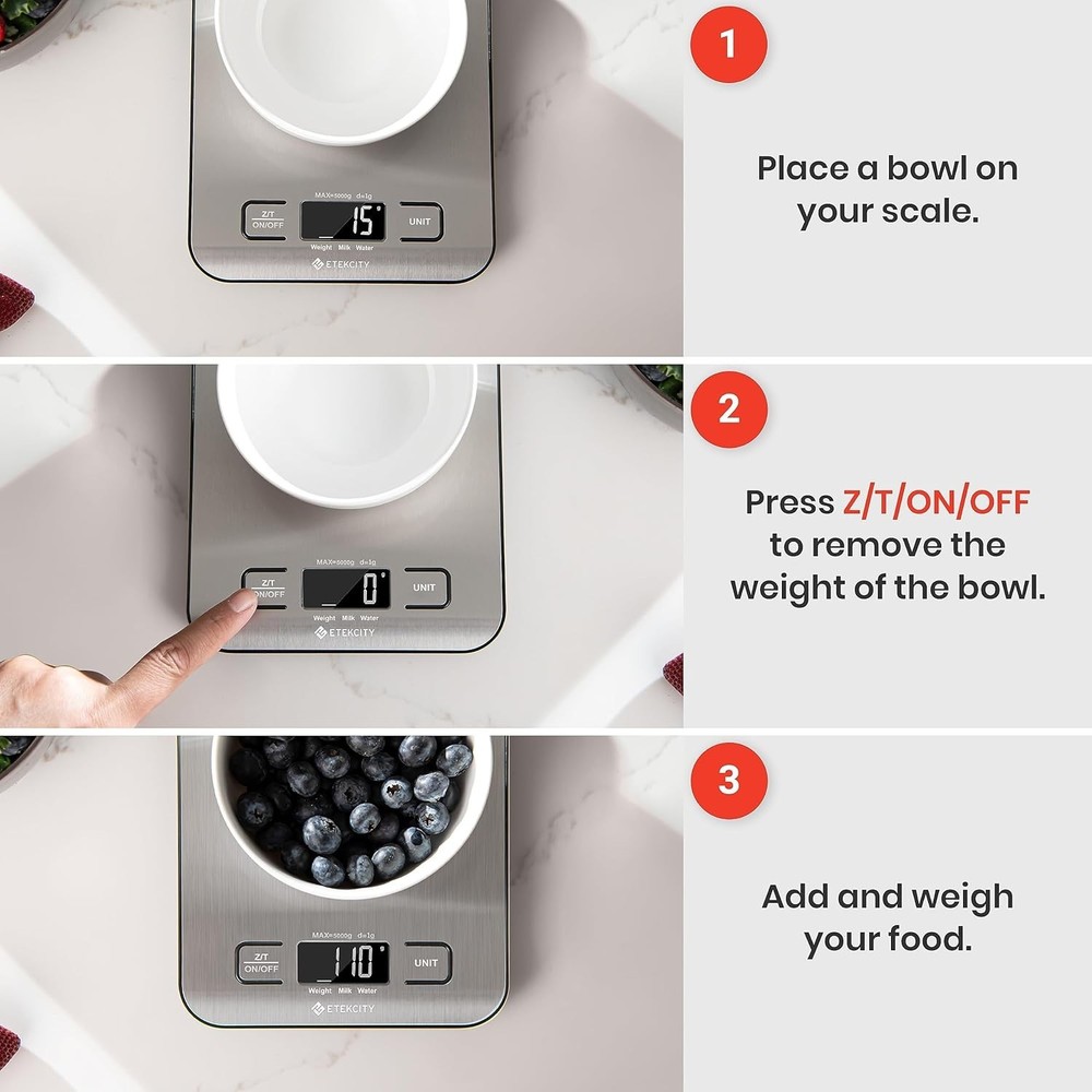 Food Scale, 11lb Kitchen Scale LCD Display, 5 Units Tare Function