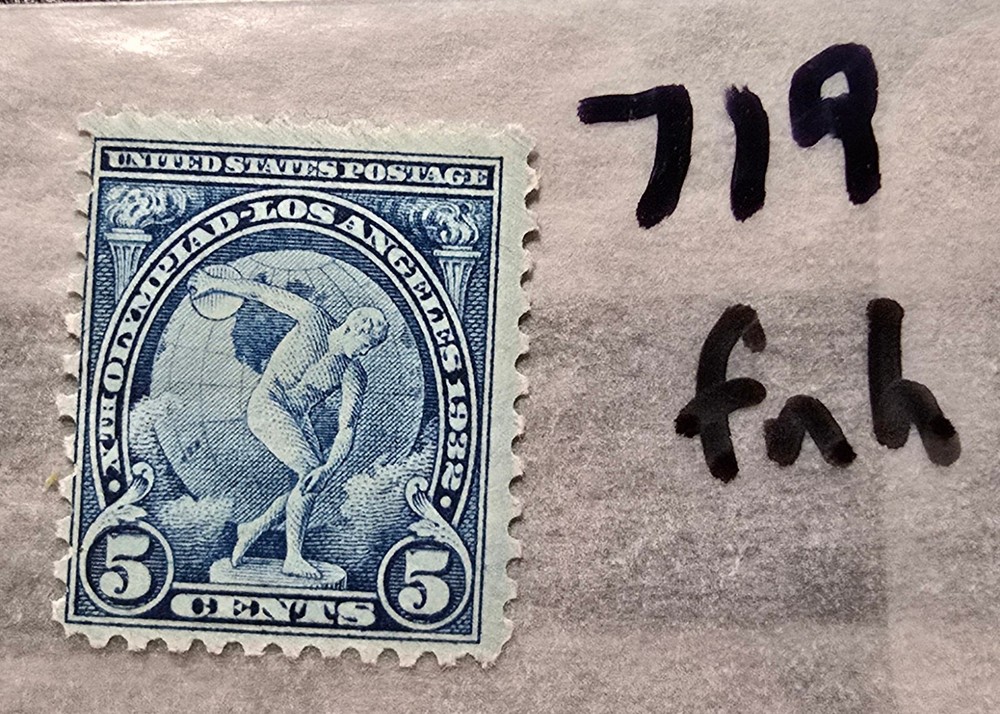 US stamp 719 fnh 5c blue
