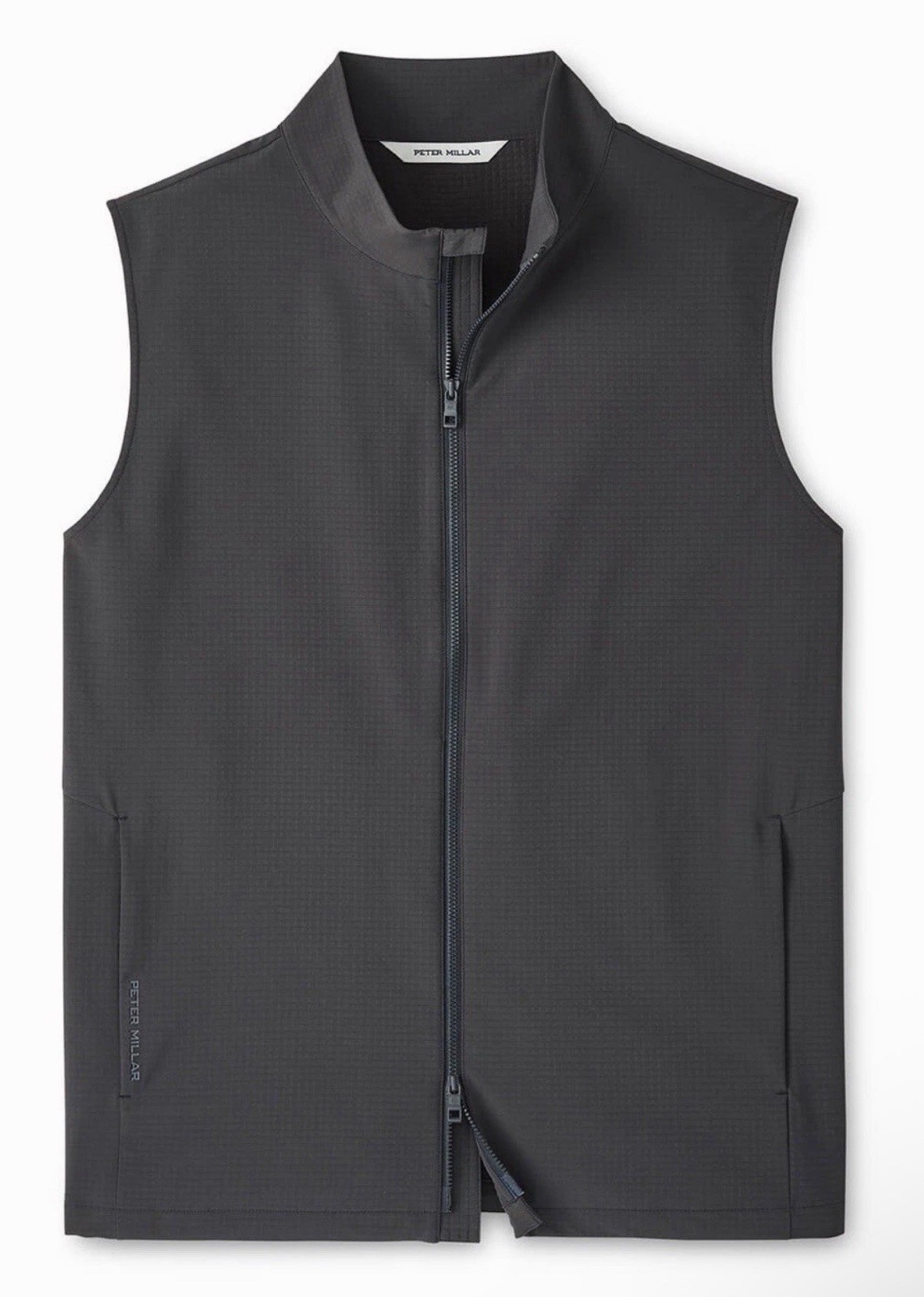 Peter Millar Gust Men's LARGE Carbon Black Full Zip Vest $195 MF25EZ31