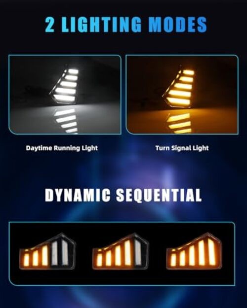 Sequential Front LED Fog Lights Assemblies for 2024 2025 Horizontal Clause DRL