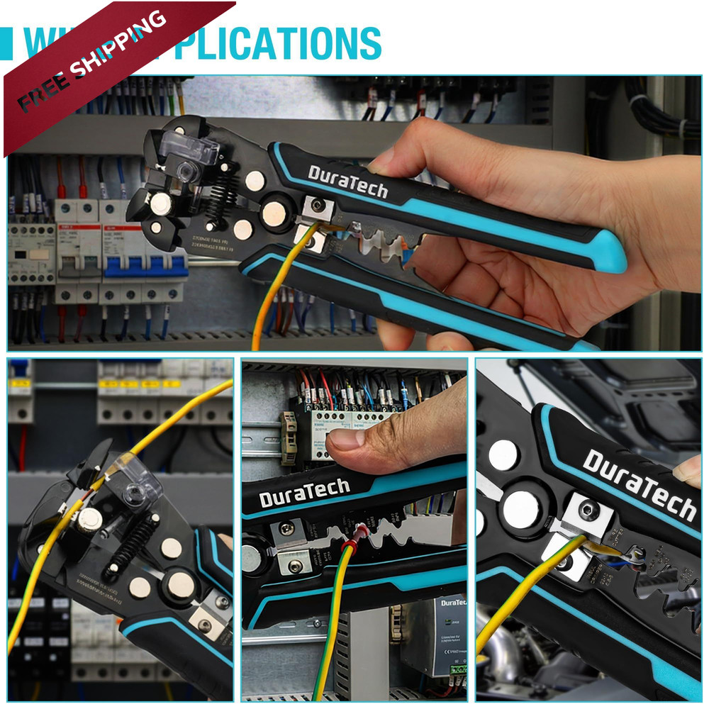 DURATECH Self-Adjusting Wire Stripper, 3-in-1 Automatic Blue/Black
