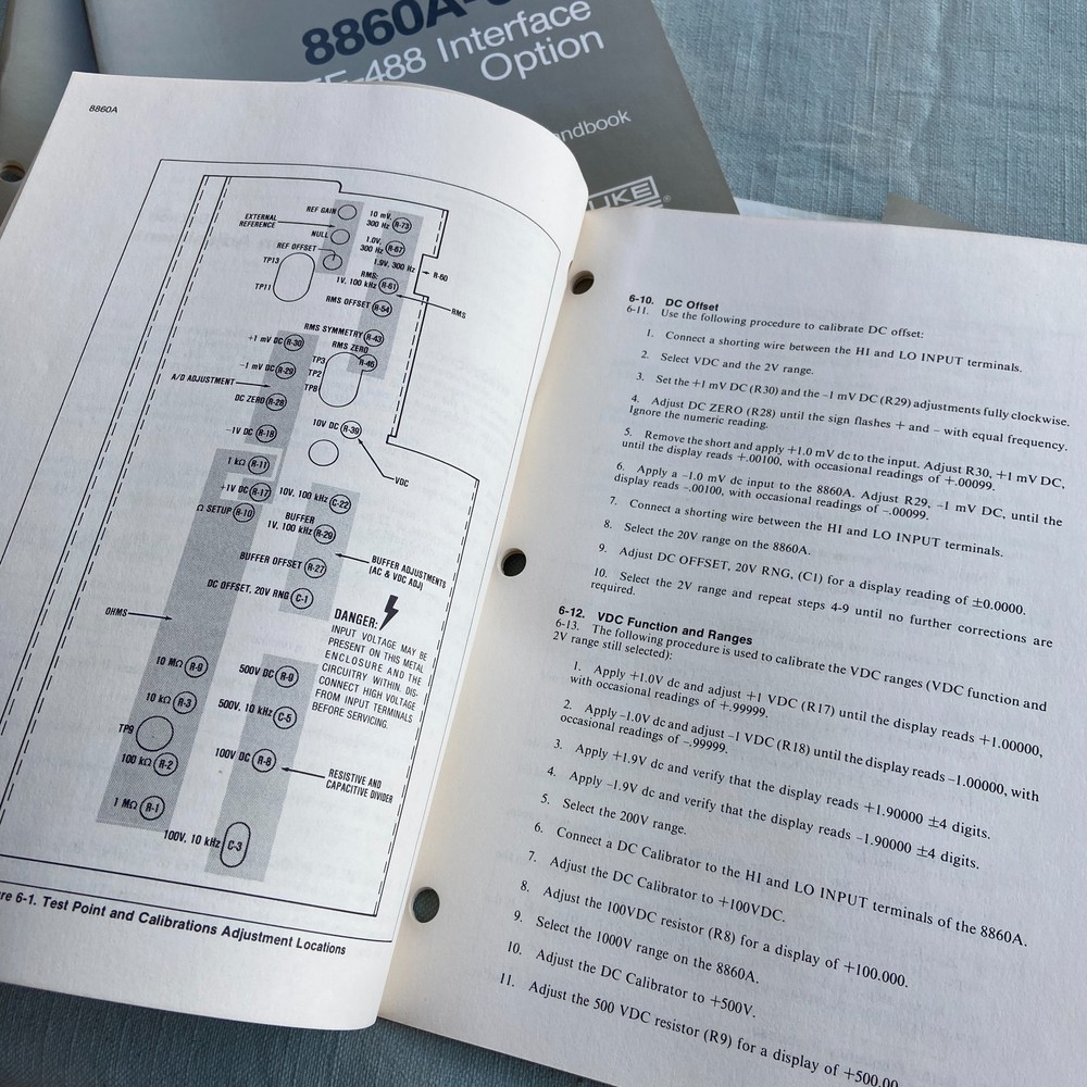 Fluke 8860A Digital Multimeter Operator Manual Handbook Instruction Calibration