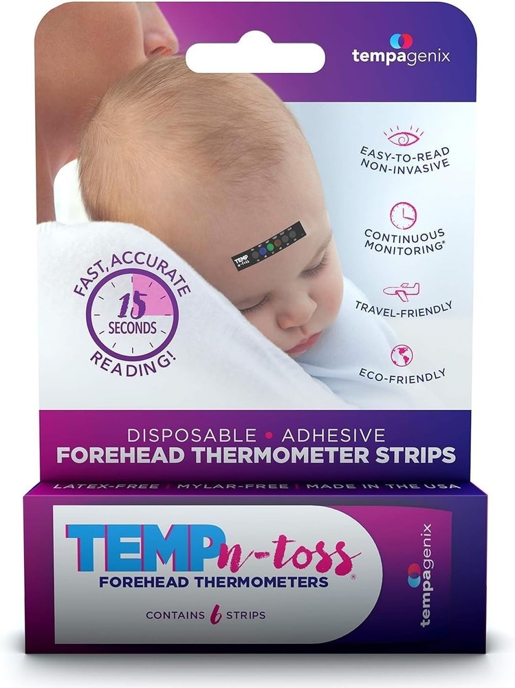 Fast Reading Disposable Forehead Thermometer Strips - Temp-N-Toss for