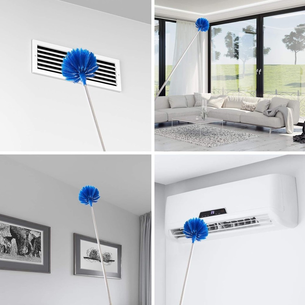 Versatile Cobweb Duster with Corner Brush & Telescoping Pole for Safe Cleaning