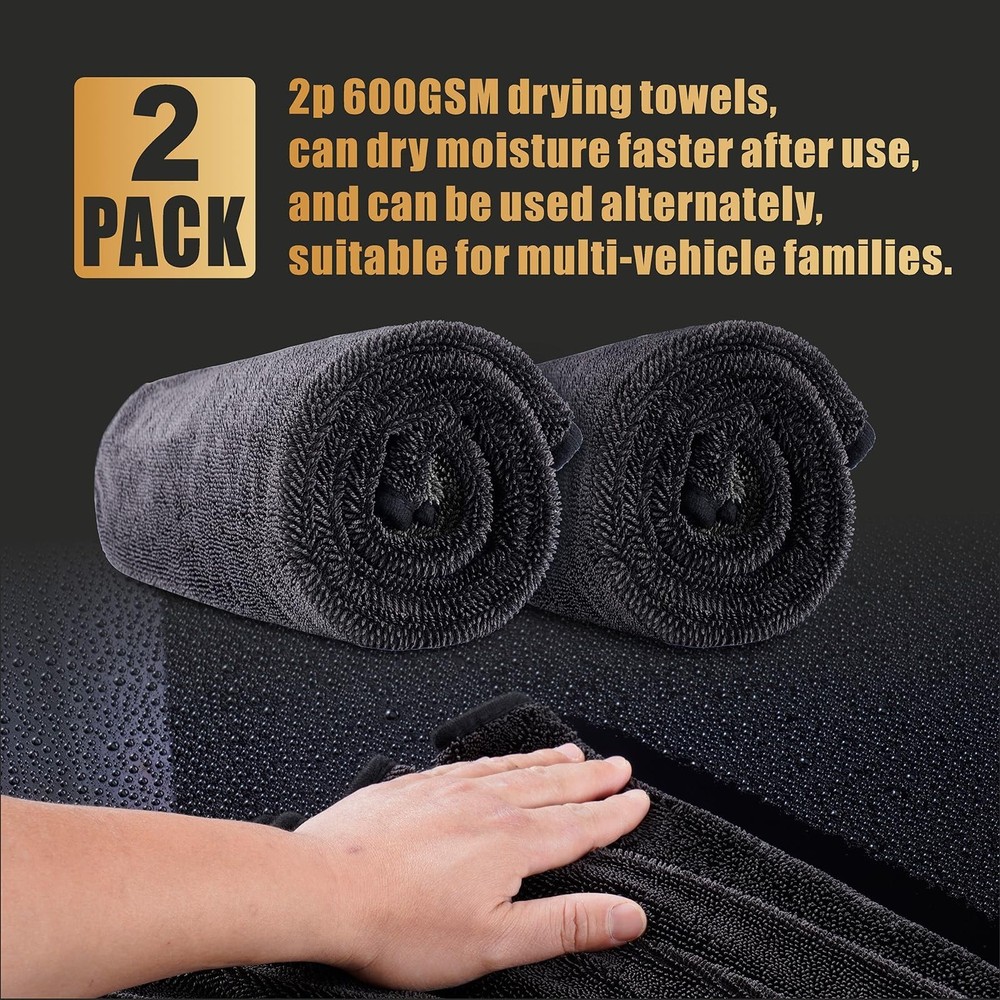2-Pack Microfiber Car Drying Towel – Extra Large 24” x 36”, St