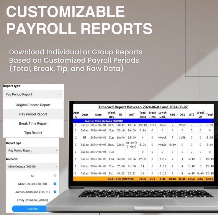 Time Clock,Free Software, App-Based, Face, Card & Fingerprint Attendance Machine