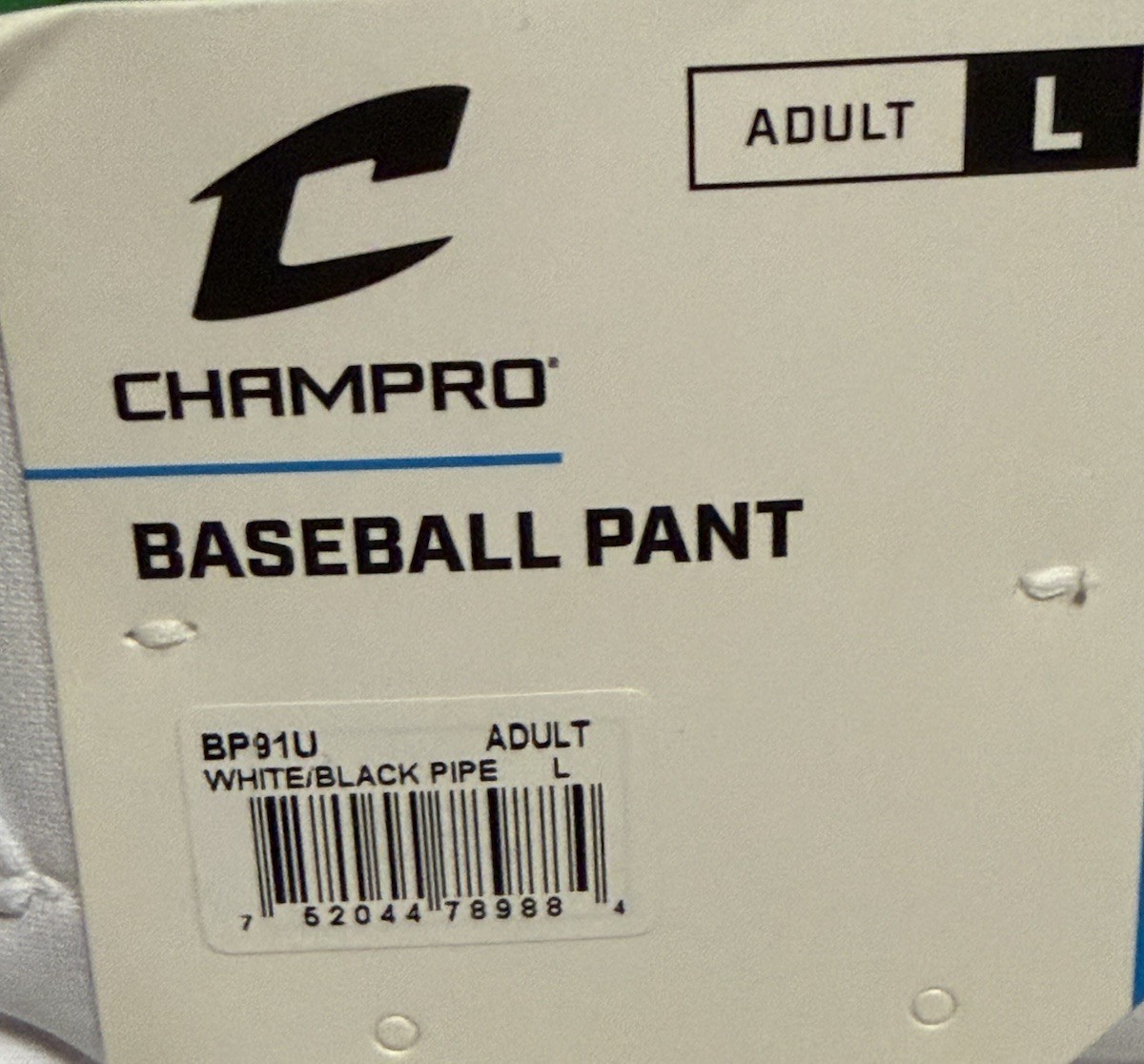 Champro Men’s Adult White With Black Piping Full Length Baseball Pant NWT