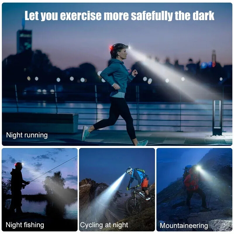 Headlamp LED Rechargeable Super Bright Headlight Torch Flashlight Head USB Lamp