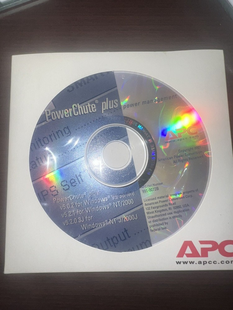 APC Power Chute plus power management software for windows 991-0072B