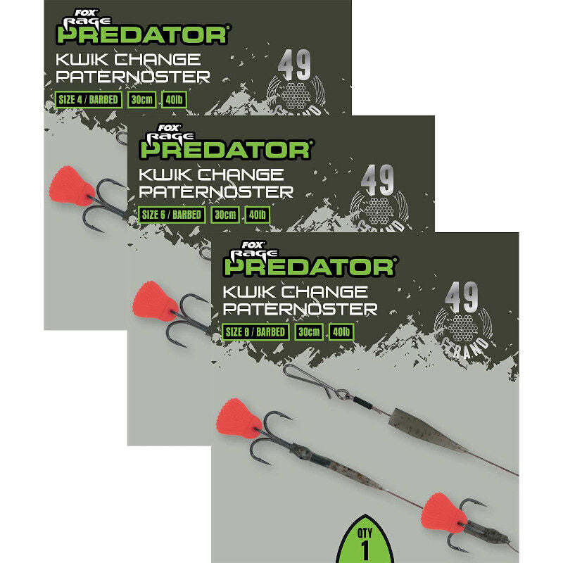 Fox Rage Predator Kwik Change Paternoster Trace NEW Pike Predator Trace