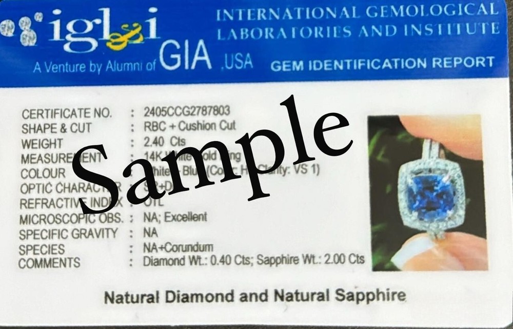 1.85 Ct Natural Sapphire Diamond Engagement Proposal Ring 14K Solid White Gold