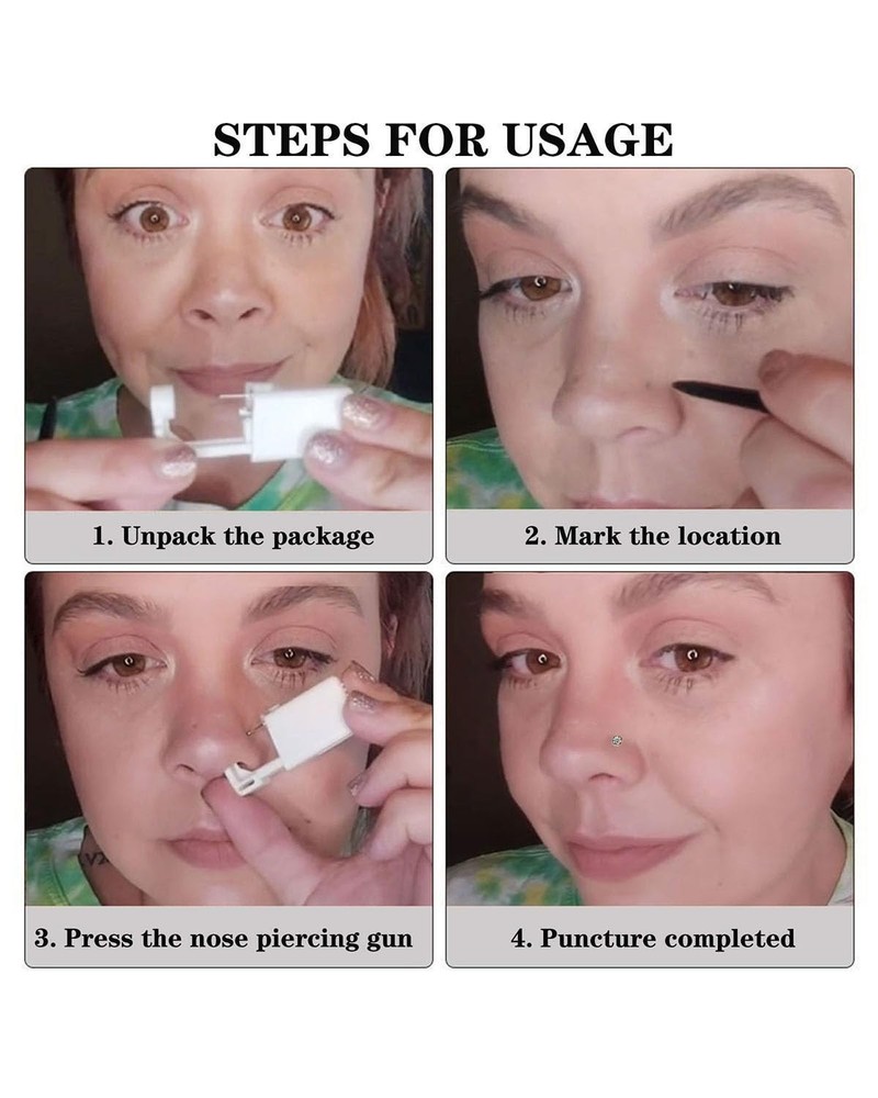 At-Home Nose Piercing Kit with Comfortable Built-In Stud - White Elegance
