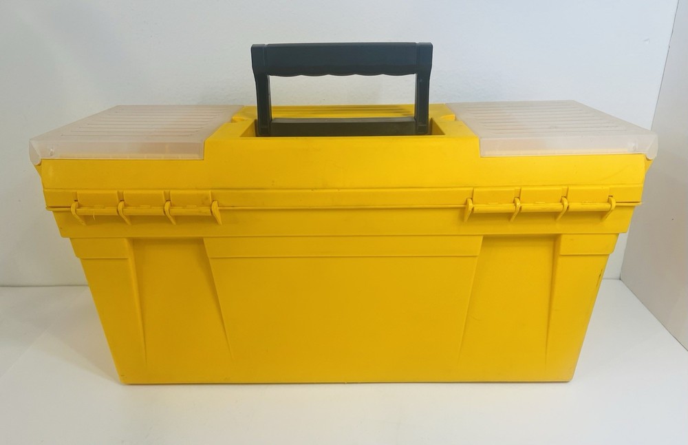 Vintage 20" Yellow Keter Toolbox Tool Box Storage on Lid with removeable Tray
