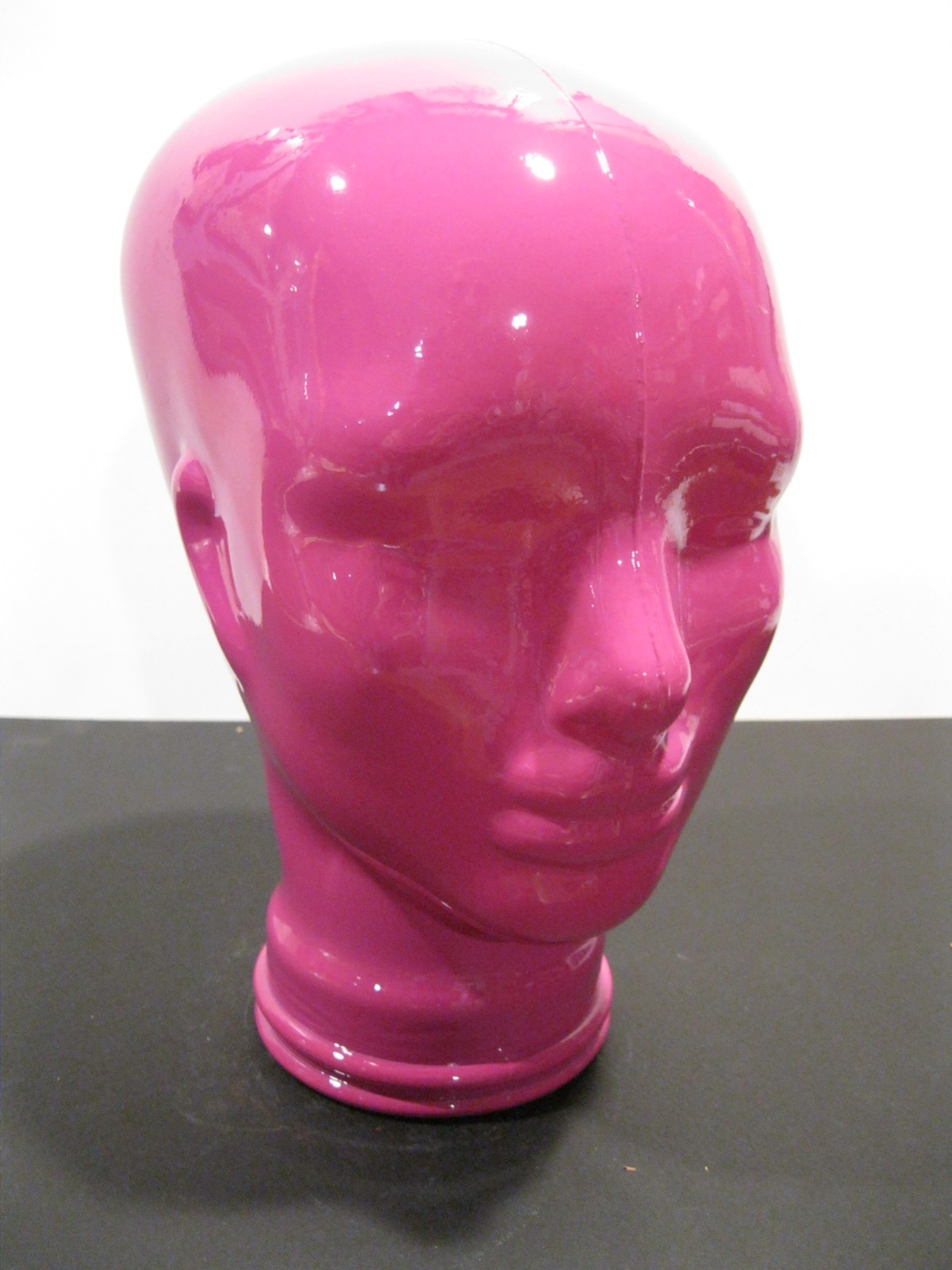 Glass Head, Opaque FUCHSIA , Life Size Mannequin Head. Great for Room Decor.