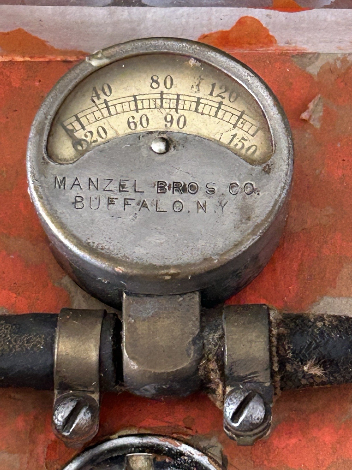ANTIQUE STEAM PRESSURE GAUGE + Xtra Parts MANZEL BROS. CO, BUFFALO NY