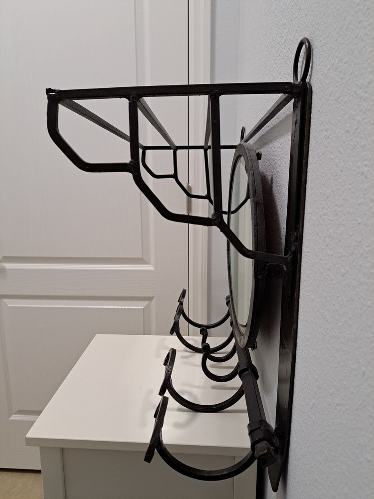 FORGED IRON COAT RACK/HAT RACK with mirror