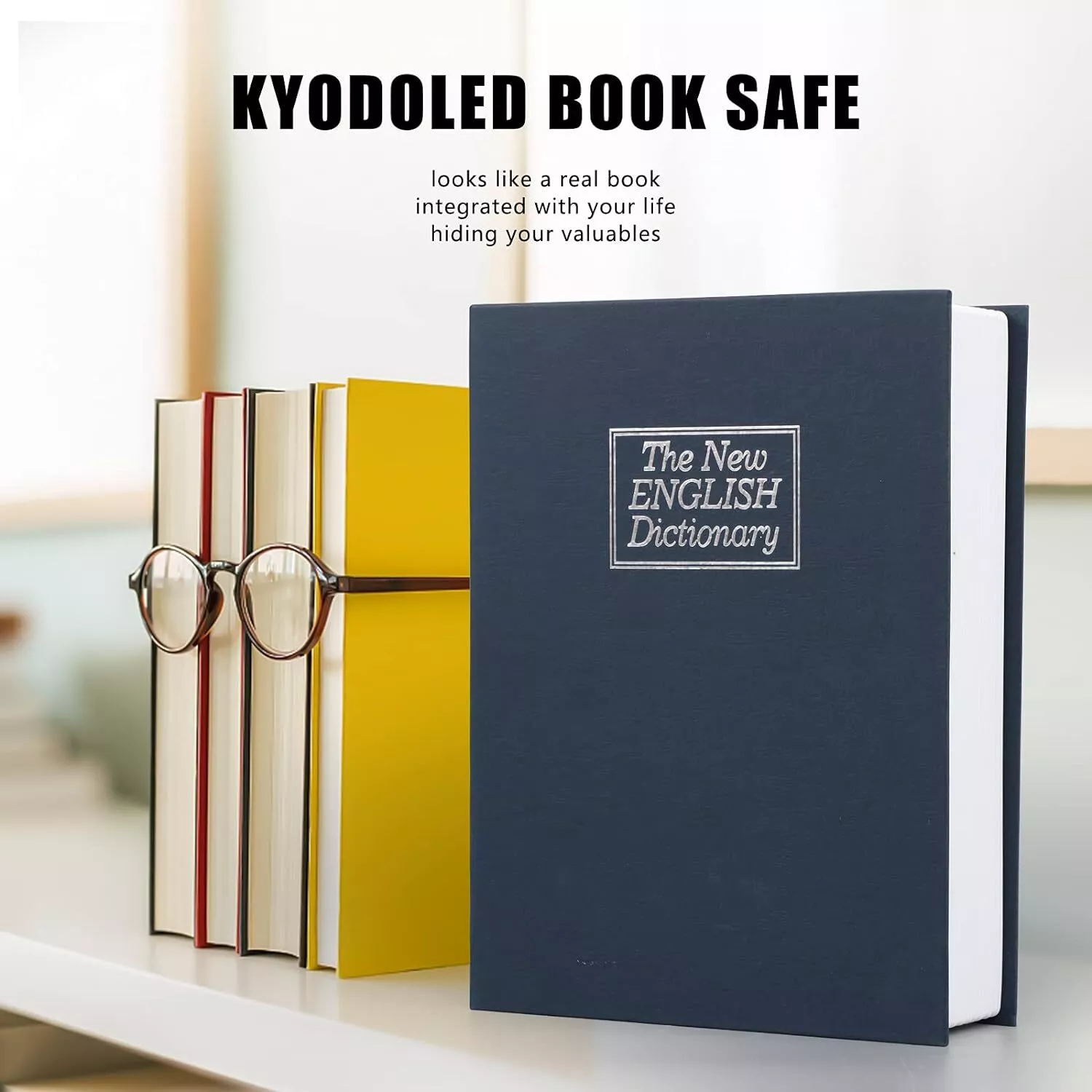 Safe Lock Box Book Vault with Key Metal Fire Proof Secret Money Hidden Gun Cash