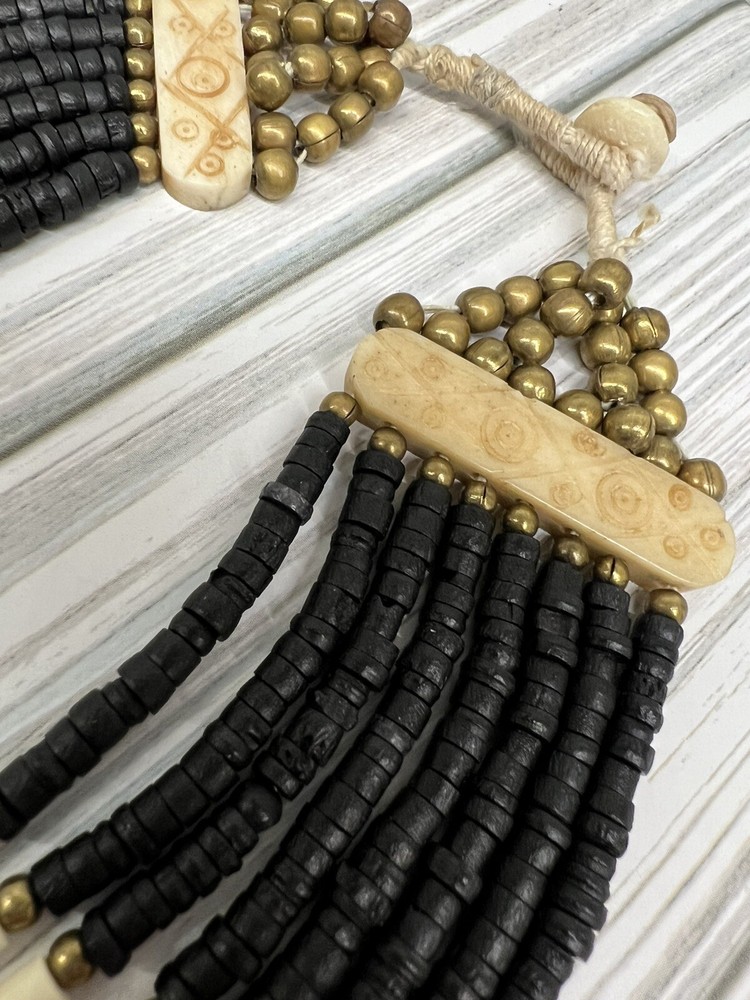 Necklace Ethnic Beaded Multi-strand Carved Elements
