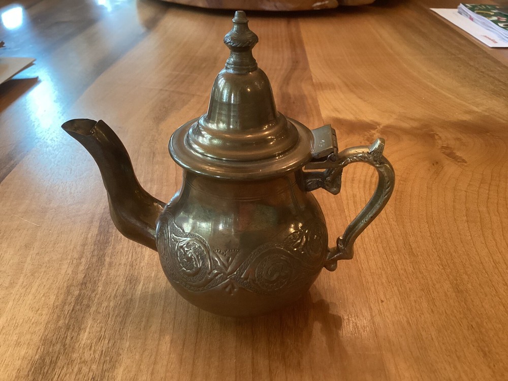 Small Vintage Middle Eastern Brass Decorative Tea Pot