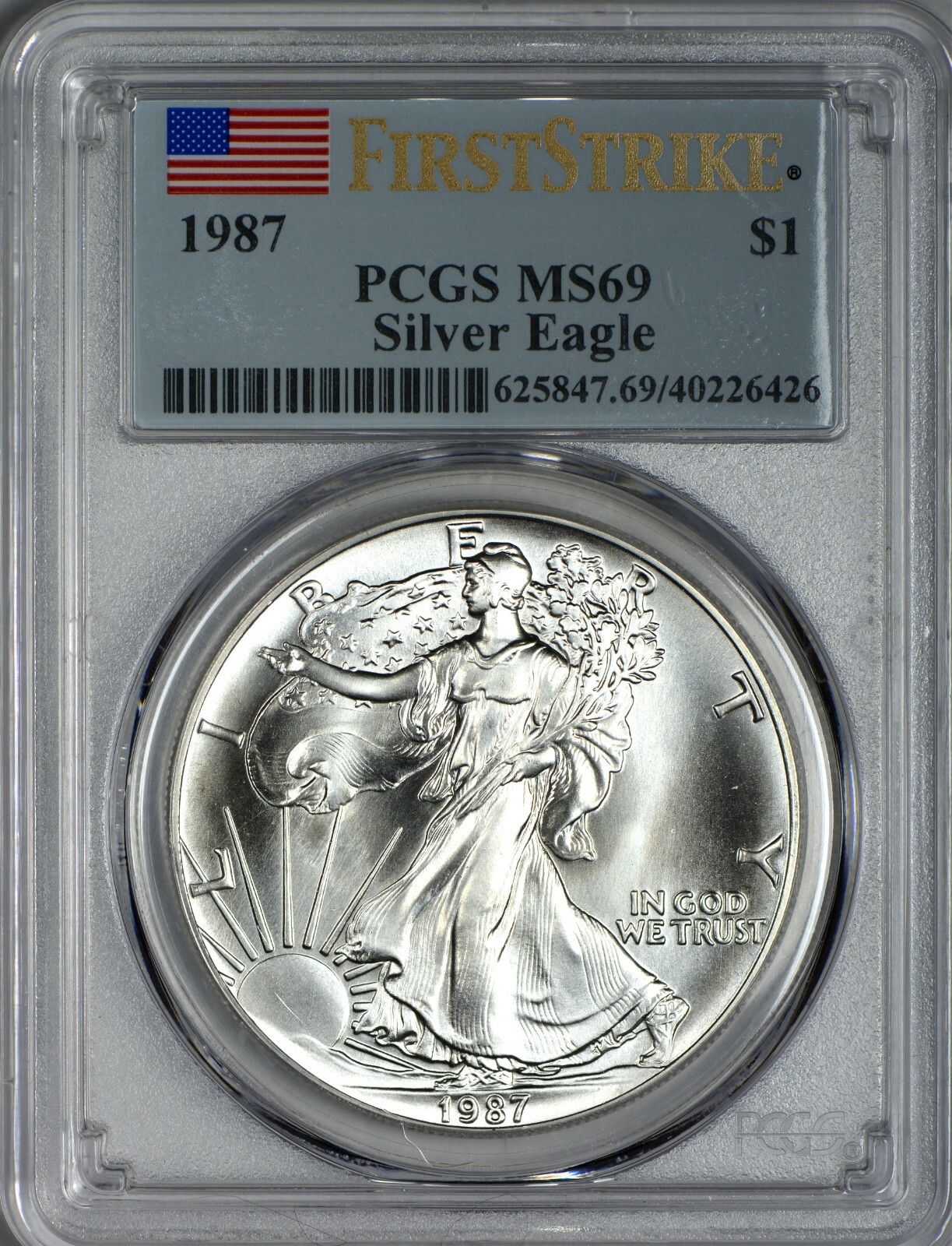 1987 American Silver Eagle PCGS MS69 First Strike RARE IN FIRST STRIKE