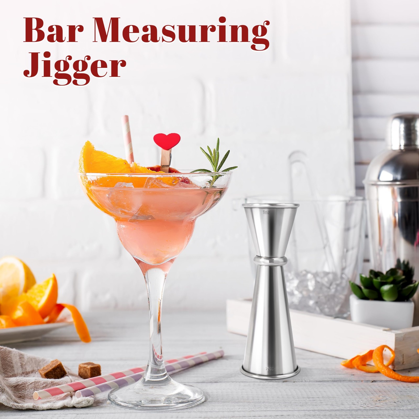 2 Pcs Jigger for Bartending, Premium 304 Stainless Steel Normal, Silver