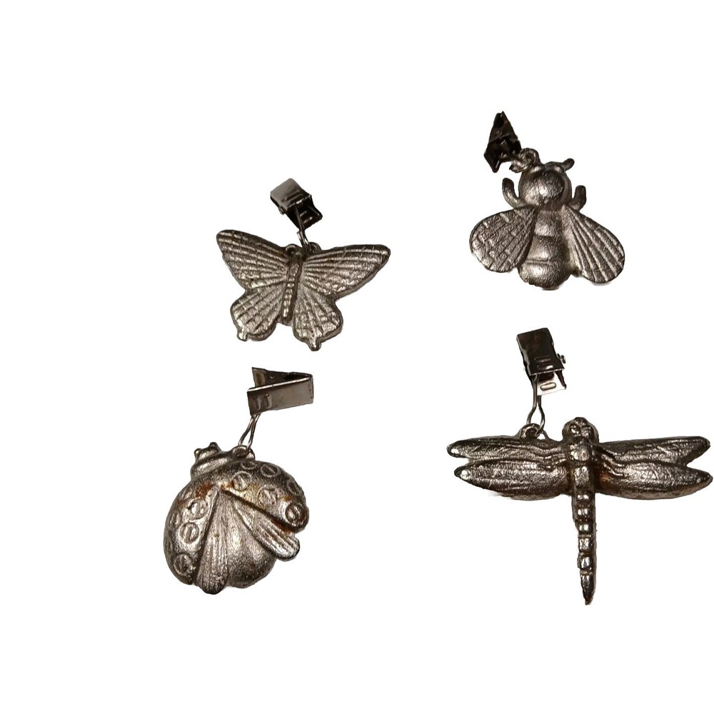 4 Pewter Tablecloth Weights . Garden Insects Solid Heavy Ladybug Bee...