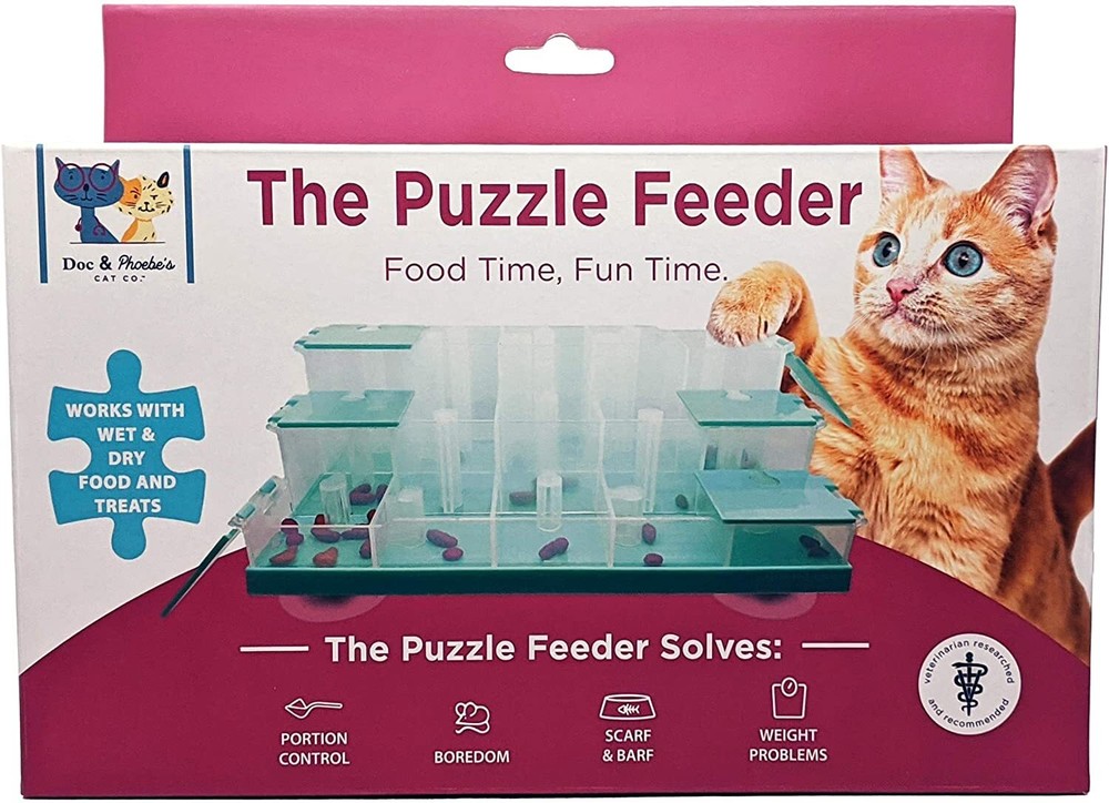 Spot Doc & Phoebe Puzzle Feeder for Cats, Blue