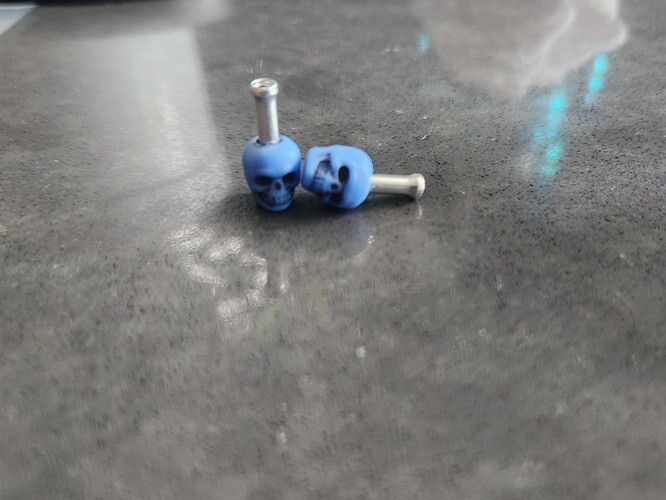 2 Skull bicycle brake cable end cap Blue Bmx Freestyle
