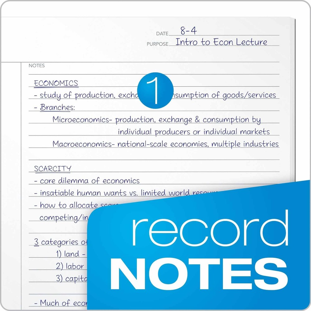 50 Count White FocusNotes Writing Pads Cornell Note Taking System 8.5x11