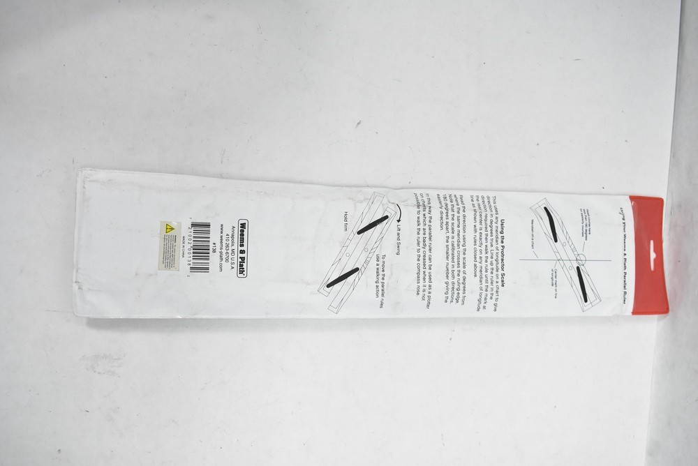 Weems & Plath Clear Parallel Ruler 18 In Protractor Scale Chart Plotter