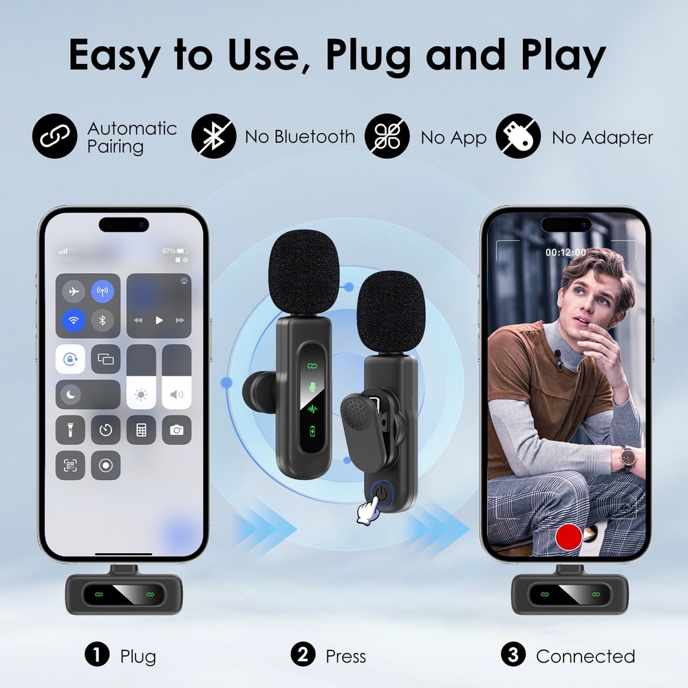 USB C Mini Wireless Lavalier Microphone for iPhone/