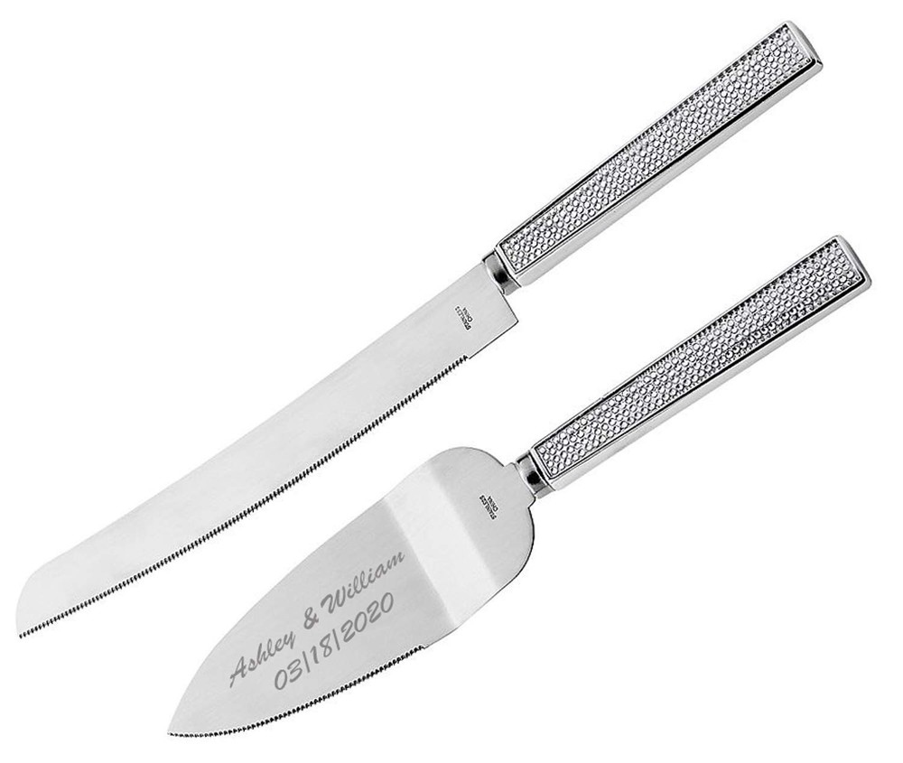Personalized Wedding Cake Knife & Server Set - Free Engraving (2558)